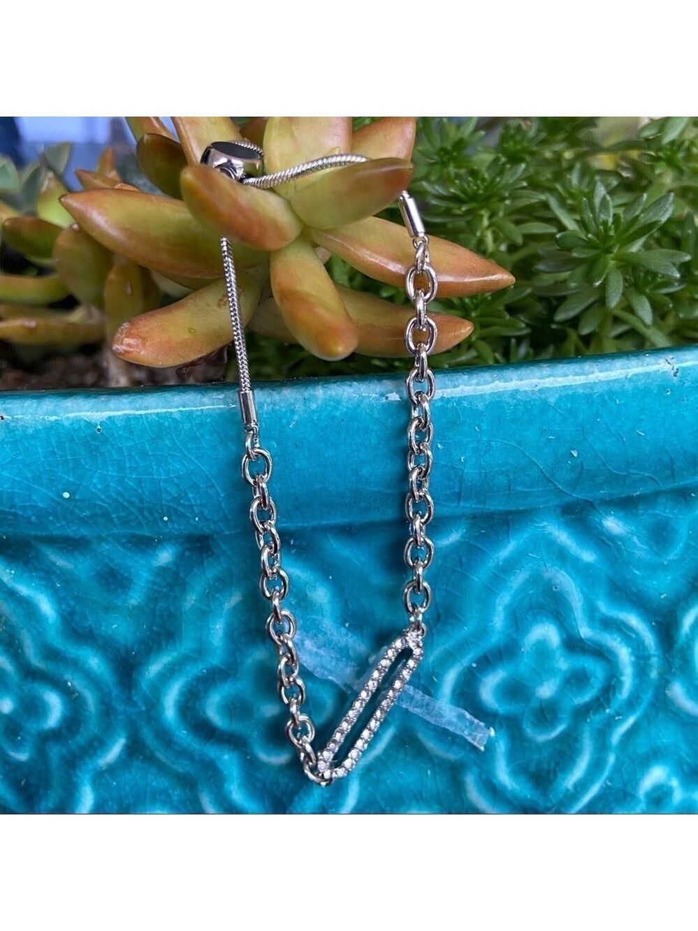 Bristol Bolo Slider Silver Bracelet Made w/ Swarovski Crystals